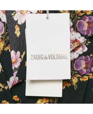 Women's Black Peonies Print Silk Pleated Button Front Maxi Dress