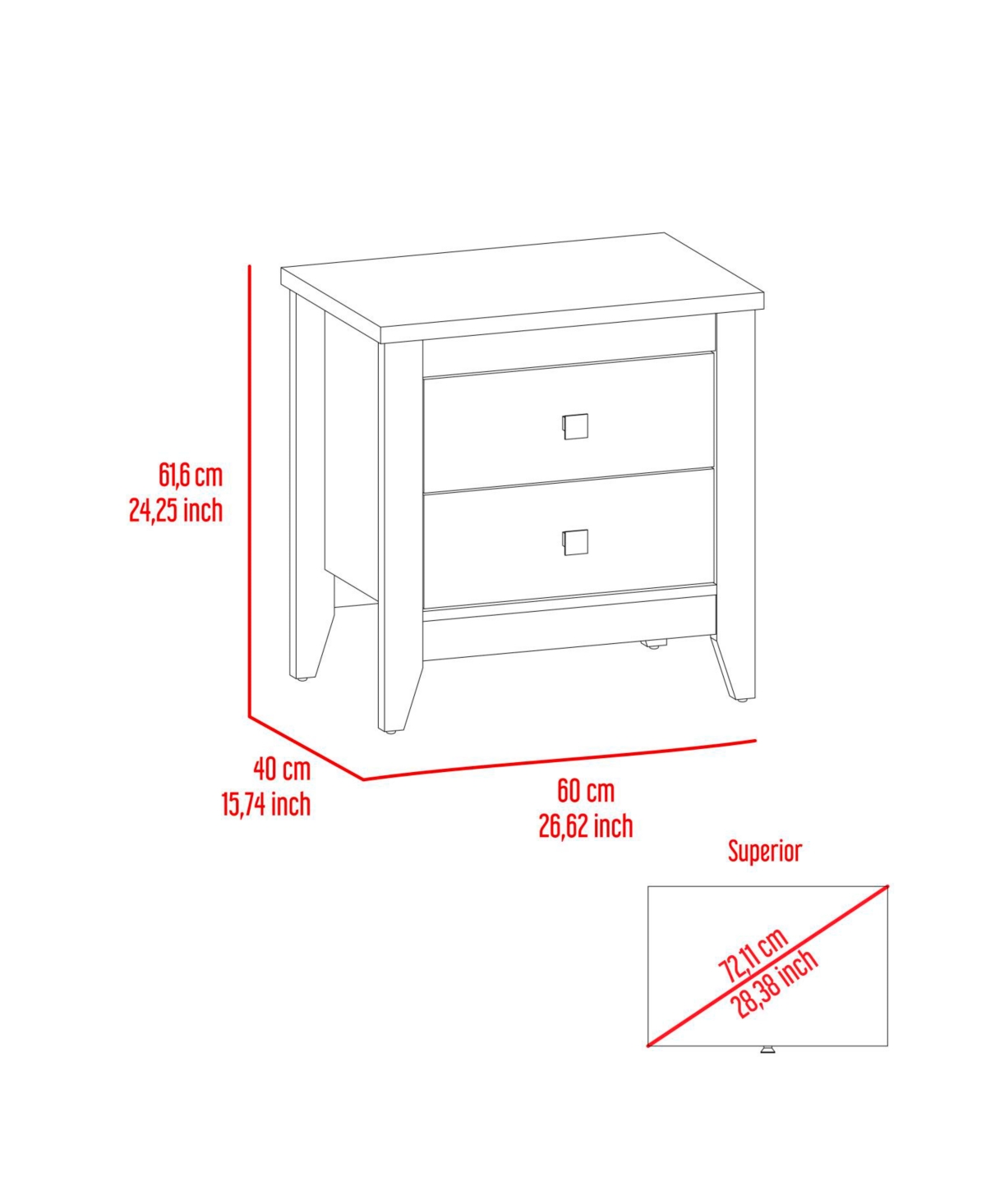 Simplie Fun Windsor 2-Drawer Nightstand