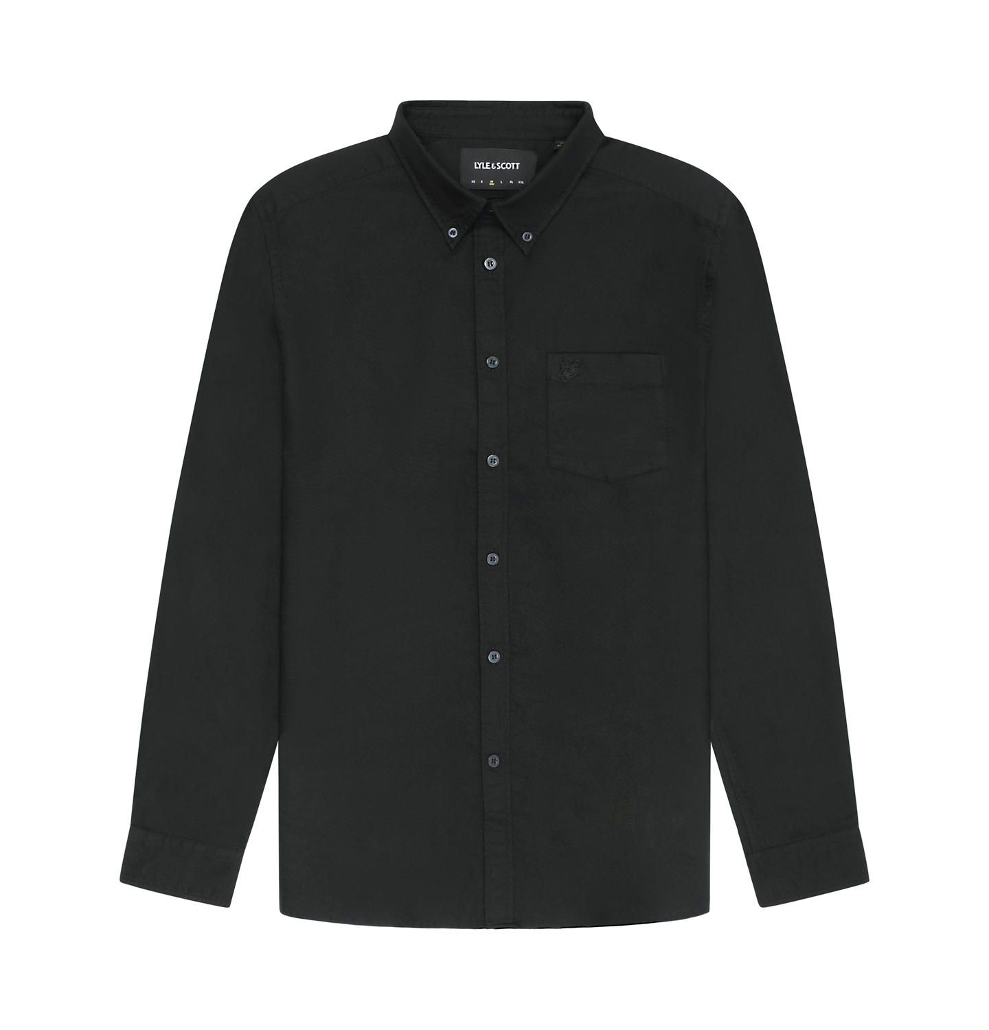 Мужская рубашка Lyle & Scott Tonal Eagle Plain Oxford, цвет: Угольно-чёрный — фото 2