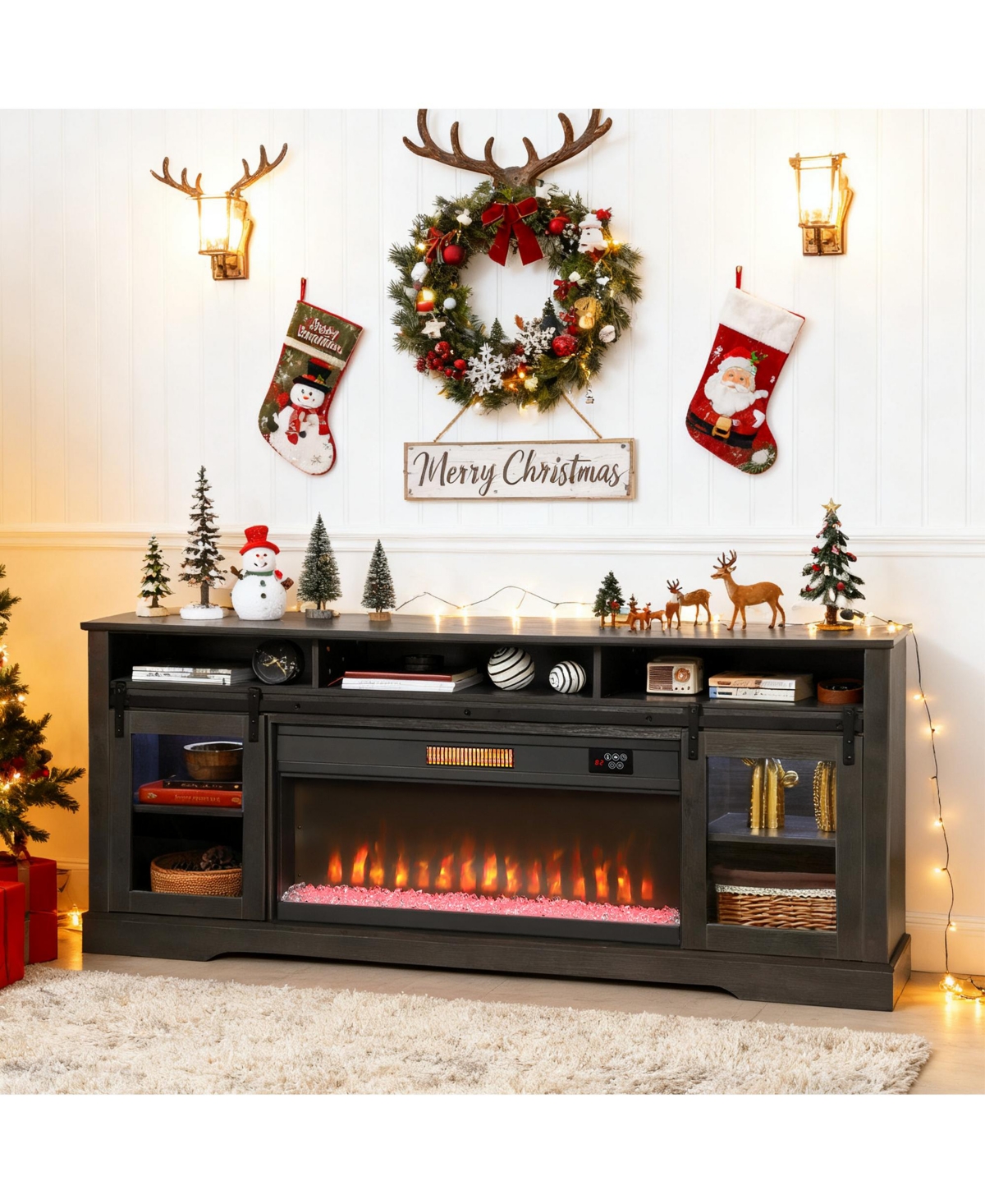 Homcom Modern Electric Fireplace Tv Sd for TVs Up to 80 Inches,