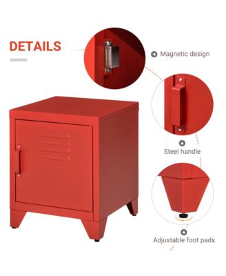 Locker-Style Nightsd Storage Side Table w/ Shelf & Metal Frame,