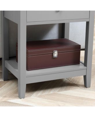 Nightsd Bedside Table End Table Organizer W/ Drawer Shelf