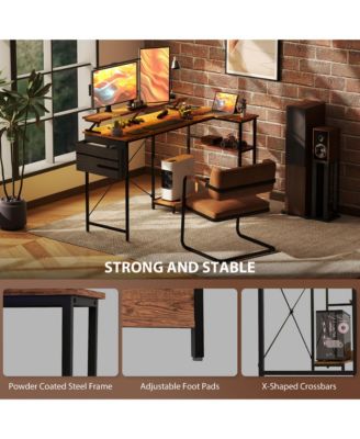 58" Reversible L Shaped Desk, Corner Computer Desk,