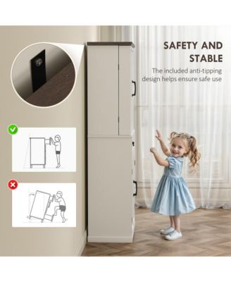 Farmhouse Kitchen Pantry Cabinet with Light, Storage Cabinet