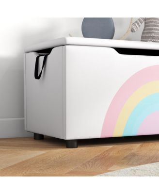 Kids Toy Box Chest, Lightweight Toy Organizer with Storage, Top Lid, and Side Handles for Nursery Room, Playroom, Bedroom, Aged 3-8 Years Old, 29.5" x 14.5" x 15", White