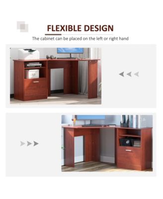 Computer Desk w/ Printer Cabinet L-Shape Corner Table PC Laptop Desk