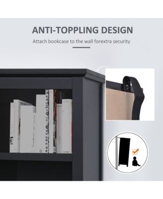 71" Freesding Bookshelf Storage Cabinet Hutch w/ Glass Doors,