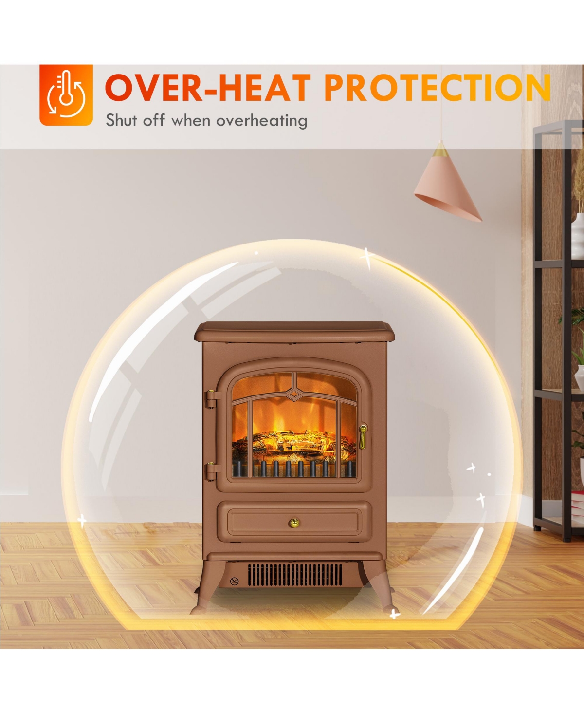 Homcom Electric Fireplace Heater with Realistic Led Flames