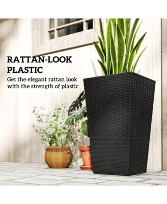 Set of 3 Tall Planters, Indoor and Outdoor Flower Pot Set,