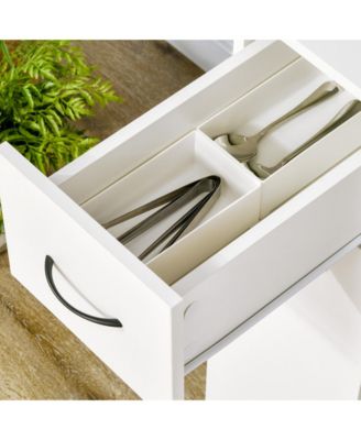 Utility Kitchen Cart Rolling Island with Drawer and Open Shelves