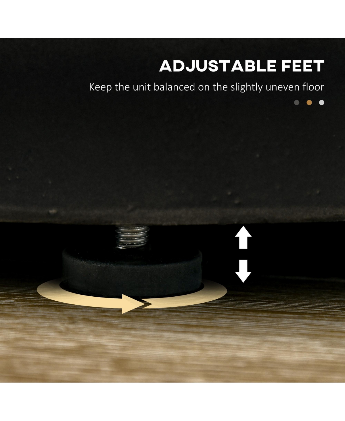 Homcom Lightweight Accent Table with Concrete Finish, Round Side Table with 4 Adjustable Feet for Indoor, Outdoor, Charcoal Grey