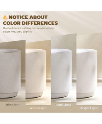 Accent Table with Concrete Finish, Round Side Table, Light