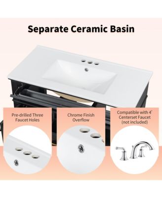 Freestanding Bathroom Vanity with Sink 2 Drawers and Soft Close Doors