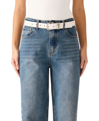 Women's Topstitched Texture Pearl 2- Pc Linked Chain Belt