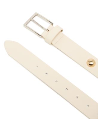 Women's Two-Tone Dome Studs Rhinestone Floral Buckle Belt