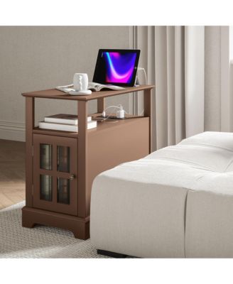Side Table with Charging Station and USB Ports