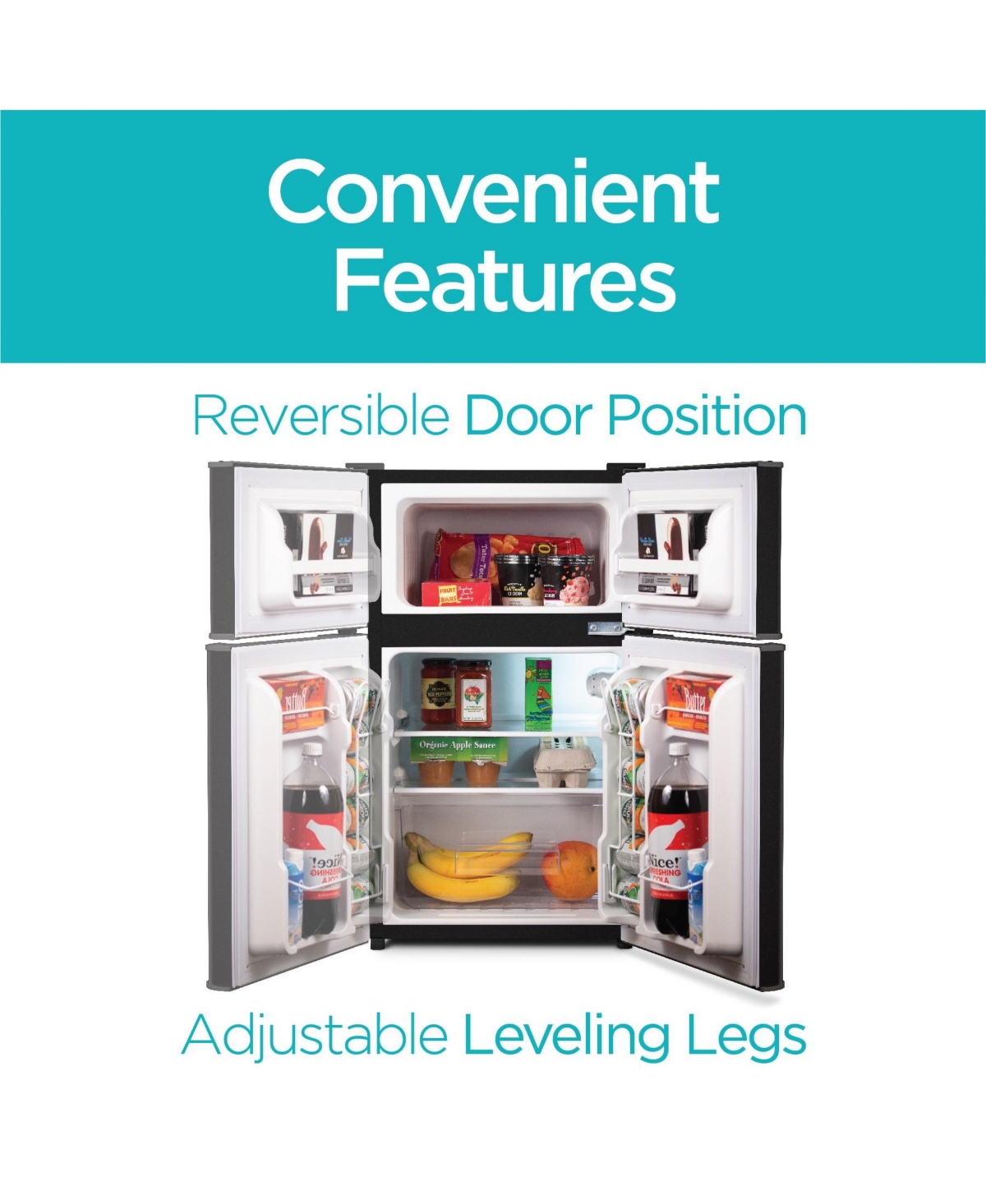 3.1 cu.ft.. 2 Door Ref/Freezer - Black