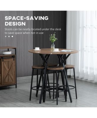 5-Piece Bar Table and Chairs Set, Space Saving Dining Table & 4 Stools