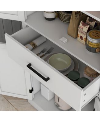 72" Tall Kitchen Pantry Storage Cabinet with Barn Doors and Drawer