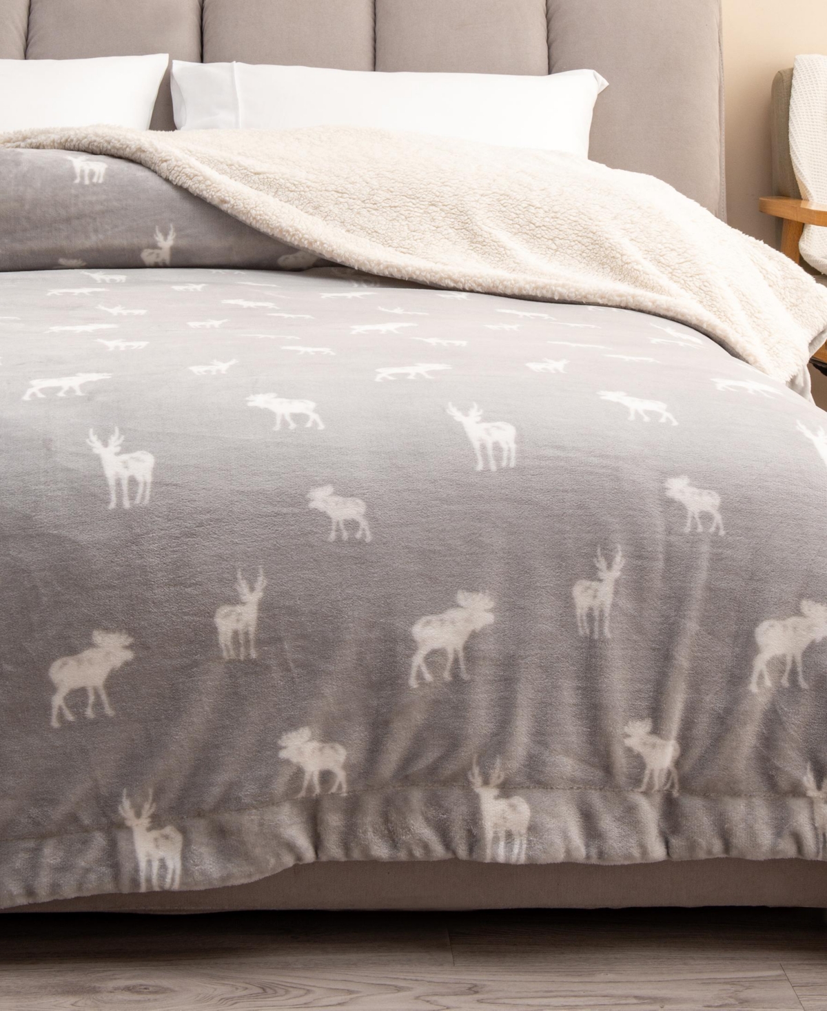 Linery & Co. Velvet Plush Reversible Sherpa Throw Blanket