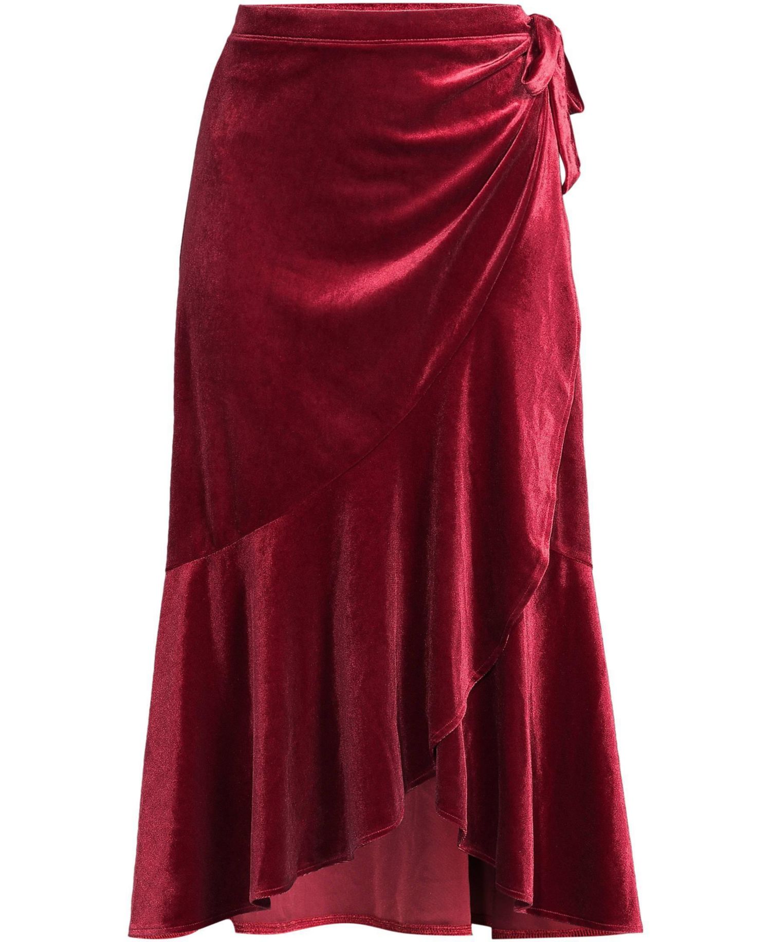 Women's Velvet Wrap Midi Skirt