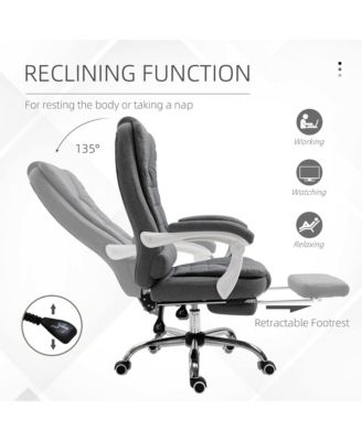 Executive Office Chair with Footrest, Linen-Fabric Computer Chair