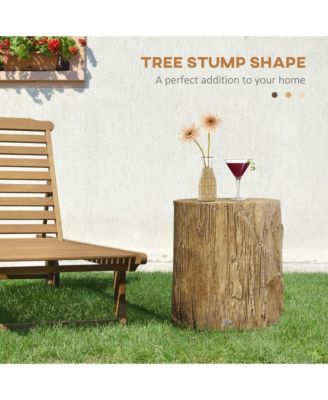 Tree Stump Stool, Concrete Side Table with Wood Grain Finish