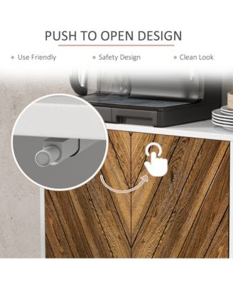 Sideboard Buffet Cabinet with Chevron Doors, Pine Wood Legs,