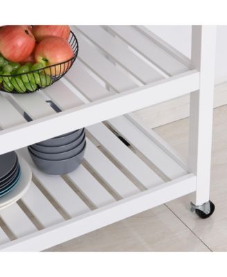 Kitchen Island with Stainless Steel Top, Shelves, Drawers