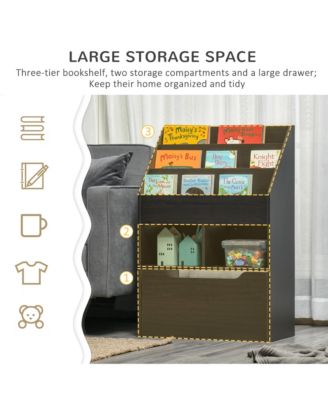 Kids Bookcase w/ Wheel Drawer for Books, Toys,