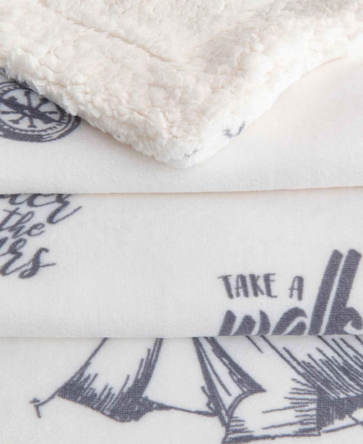 Linery & Co. Velvet Plush Reversible Sherpa Lodge Printed Throw Blanket