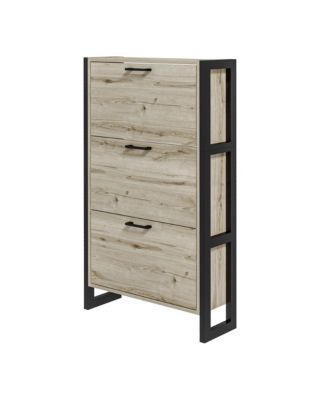 Tall Shoe Cabinet with Multiple Compartments for Hallway