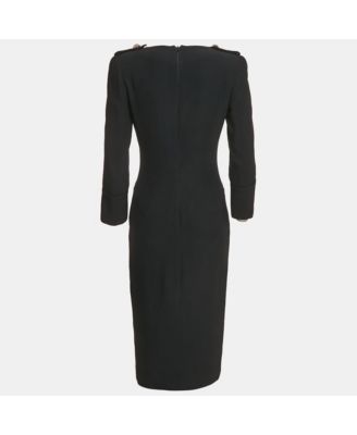 Women's Crepe V-Neck Midi Dress