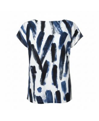 Women's f Cotton Brushstroke Print Short Sleeve Tunic Top