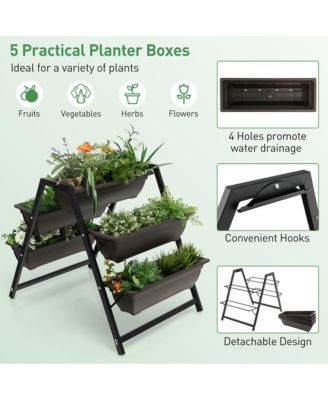 31”H Raised Garden Bed 3-Tier Vertical Planter w/5 Plant Boxes Indoor Outdoor
