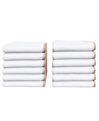 Quick-Dry Cotton Decorative Border 12 Pack Washcloth Set