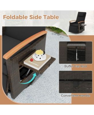 Outdoor 360° Swivel Rattan Recliner Chair Patio Wicker Chaise Lounge Chair