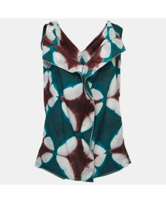 Women's Green Tye Dye Printed Cotton Sleeveless Top