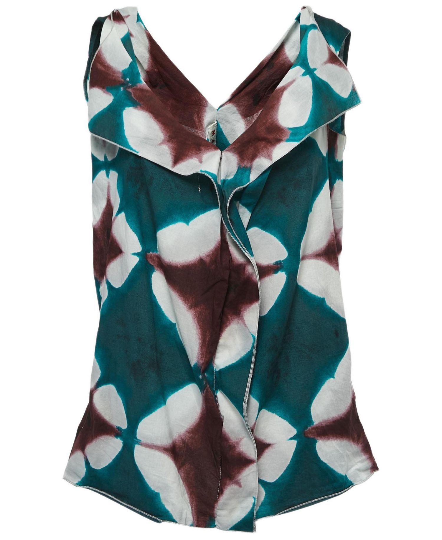Women's Green Tye Dye Printed Cotton Sleeveless Top