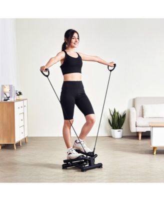 Mini Stair Stepper, Hydraulic Twist Stepper with Resistance Bands and LCD Monitor for Home Exercise