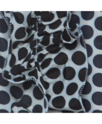 Women's Blue And White Polka Dot Printed Coated Silk Ruffle Detail Skirt