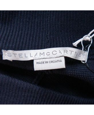 Women's Navy Blue Cotton Knit Contrast Stripe Panel Detail Midi Skirt