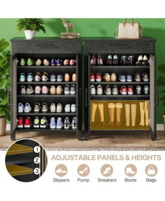 Slim Shoe Rack with Doors for Small Entryways