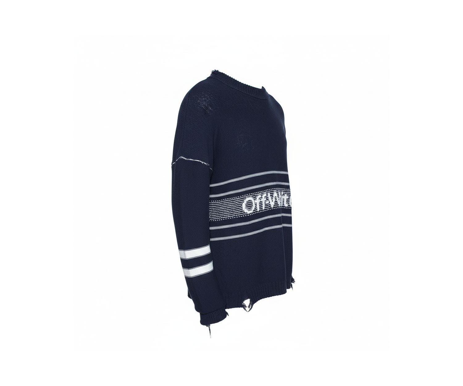 Men's Logo Intarsia Knit Distressed Jumper
