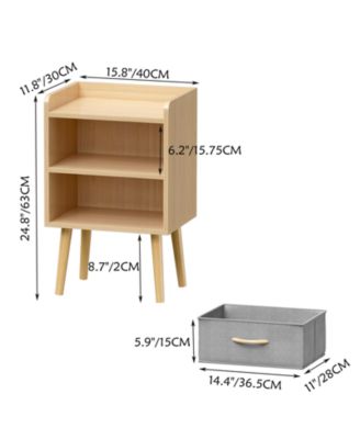 Collapsible Fabric Drawer Nightstand 2-Tier Wood Storage Cabinet