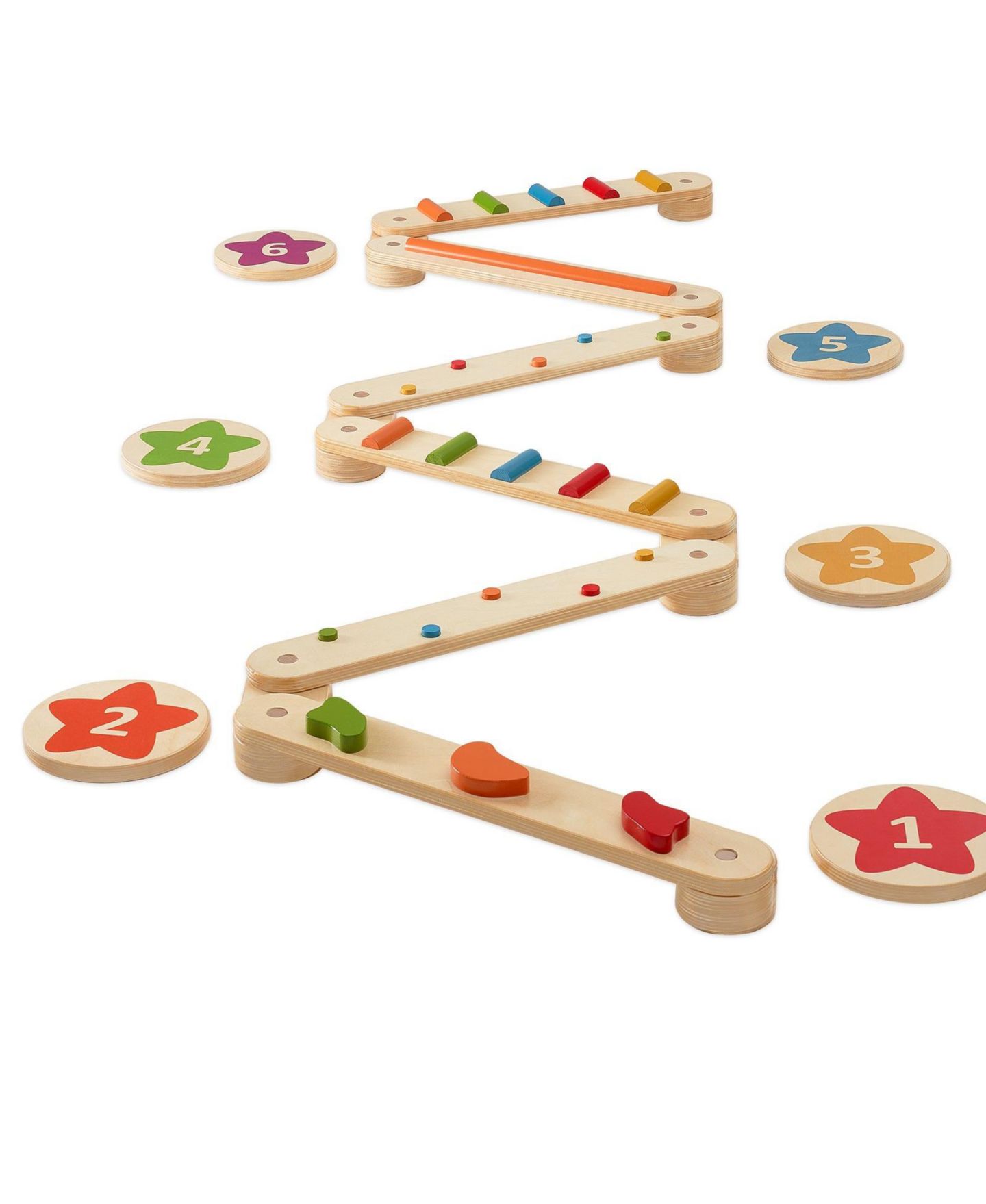 Детские игрушки HONGGE Kids Wooden Balance Beam and Stepping Stones Obstacle Course Set, 6-Piece, Ages 2+ — фото 1
