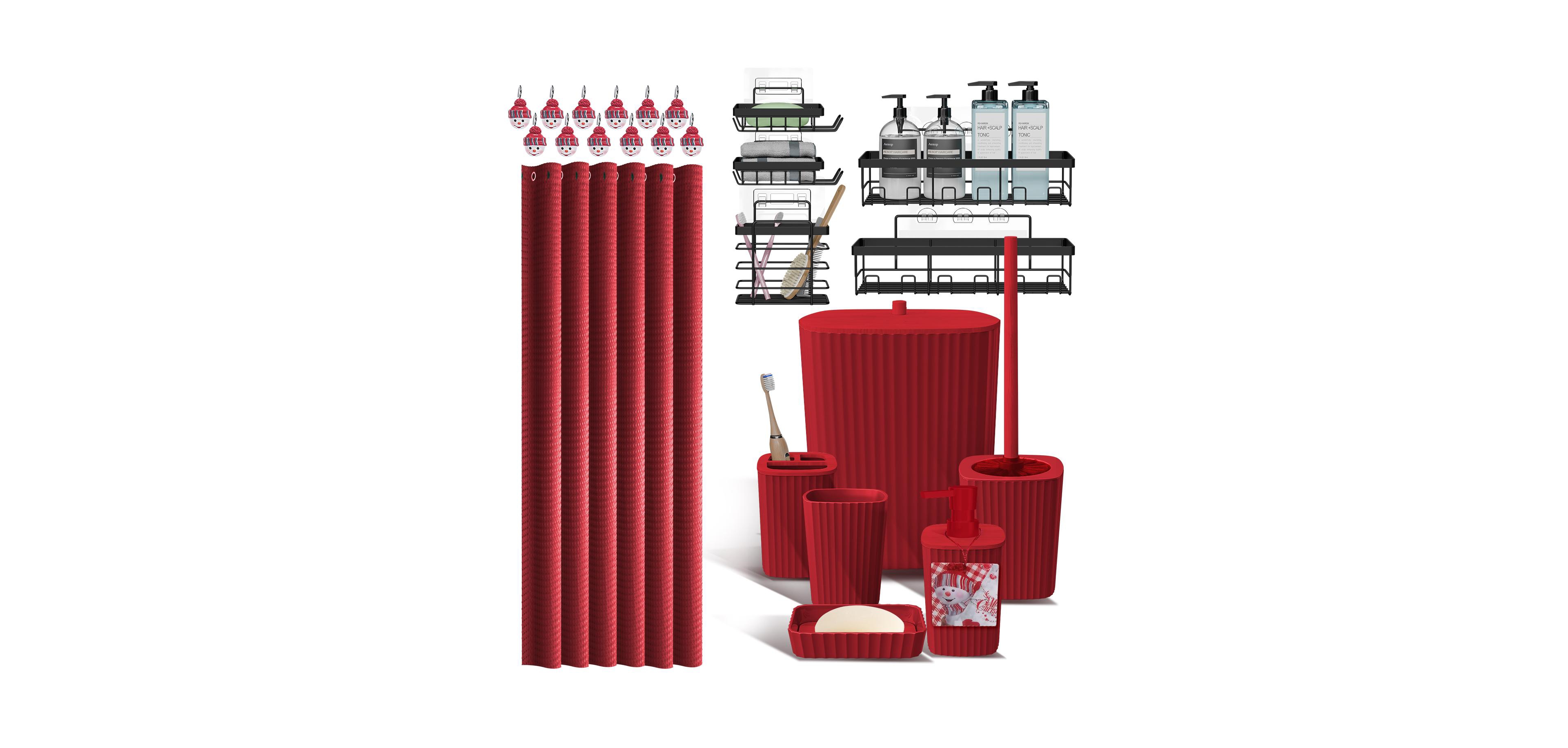 Clara Clark Complete Holiday Bathroom Decor & Accessory Set with Shower Caddy Set