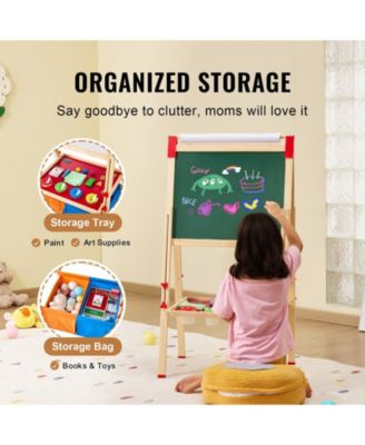 Sugfit 3-in-1 Wooden Art Easel with Storage Compartment & Adjustable Height