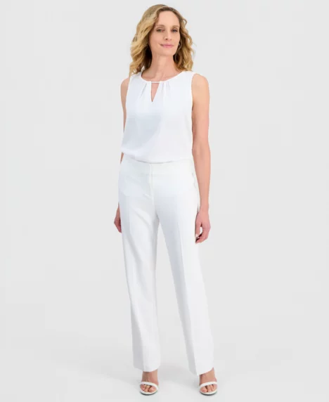Women's Lily High-Rise Straight Leg Trouser, Regular & Petite - Lily White