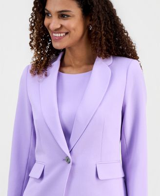 Women's Stretch Crepe One-Button Petal-Lapel Jacket